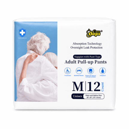 Oops Care Adult Pull-up Pants Medium 12 stuks verpakking op witte achtergrond