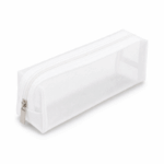 Little Shell mesh etui 21x6x5.5 cm zwarte transparante pennenzak met rits - wit