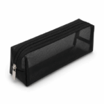 Little Shell mesh etui 21x6x5.5 cm zwarte transparante pennenzak met rits - zwart