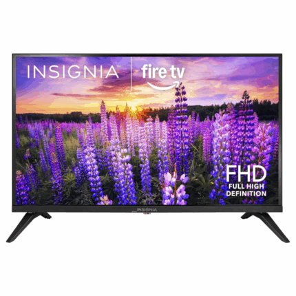 Insignia 40 inch LED Full HD Smart televisie met modern zwart design en slimme streamingfuncties.