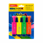 Weibo highlighter set van 4 fluorescerende markers in roze geel groen en oranje