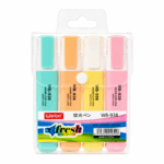 Weibo pastel highlighter set van 4 stuks in blauw oranje geel en roze