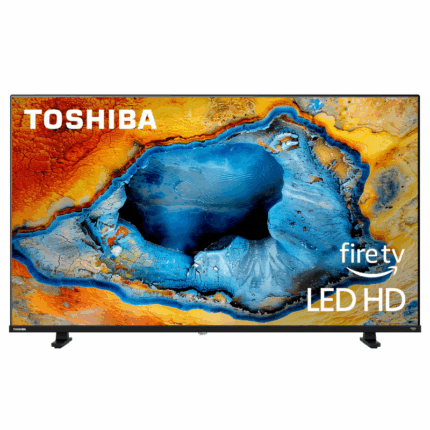 Toshiba 32 inch LED HD Smart televisie met Fire TV en modern zwart design.